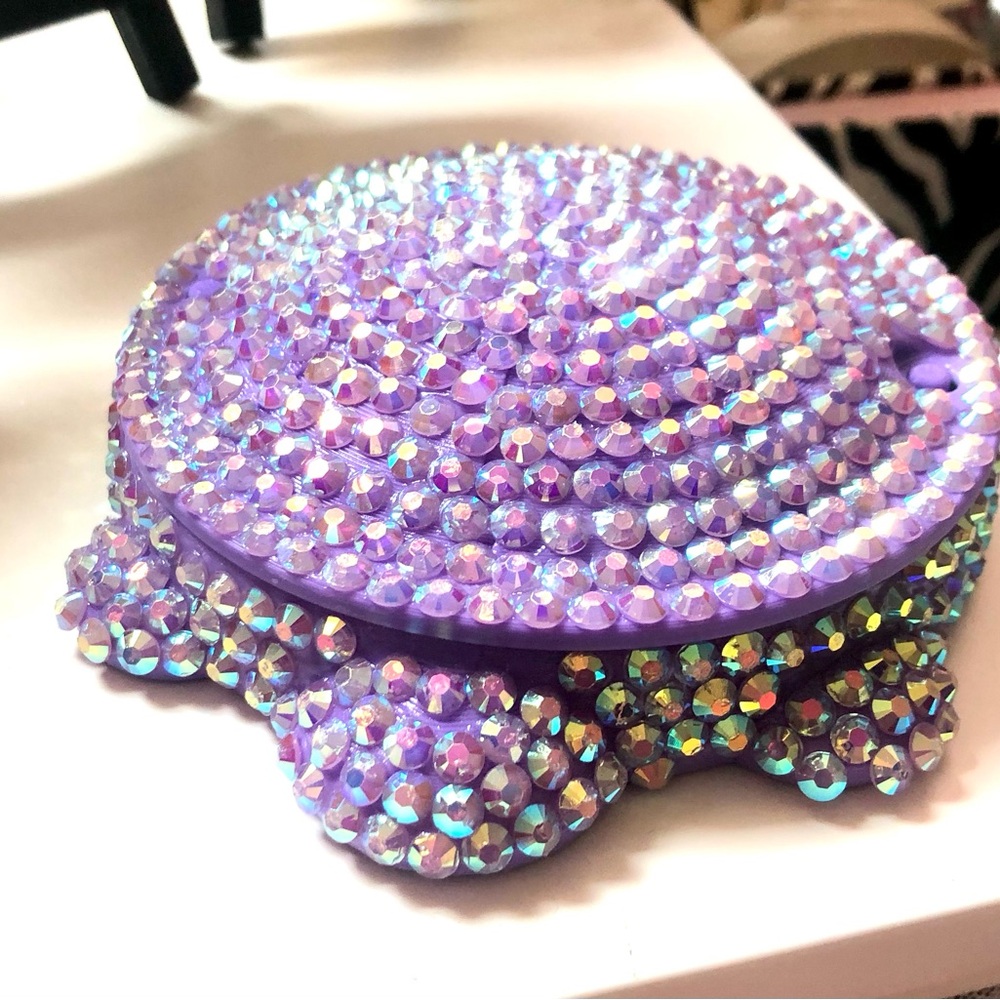 Purple Crystal Embellished Turtle 🐢 Jewelry Dish